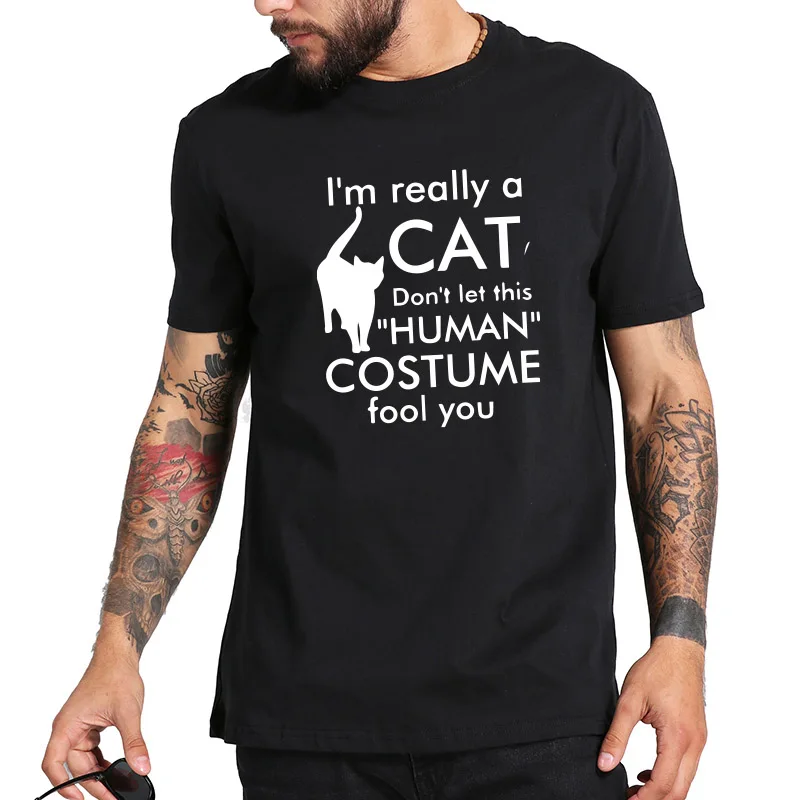 Футболка мужская с надписью I'm действительно A Cat 100% хлопок|Мужские футболки| |