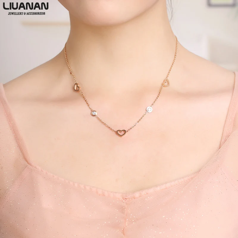

Infinity Necklace Heart CZ Crystal Chain Necklaces for Women Choker 41+6cm Lucky Number Eight Geometric Stainless Steel Jewelry