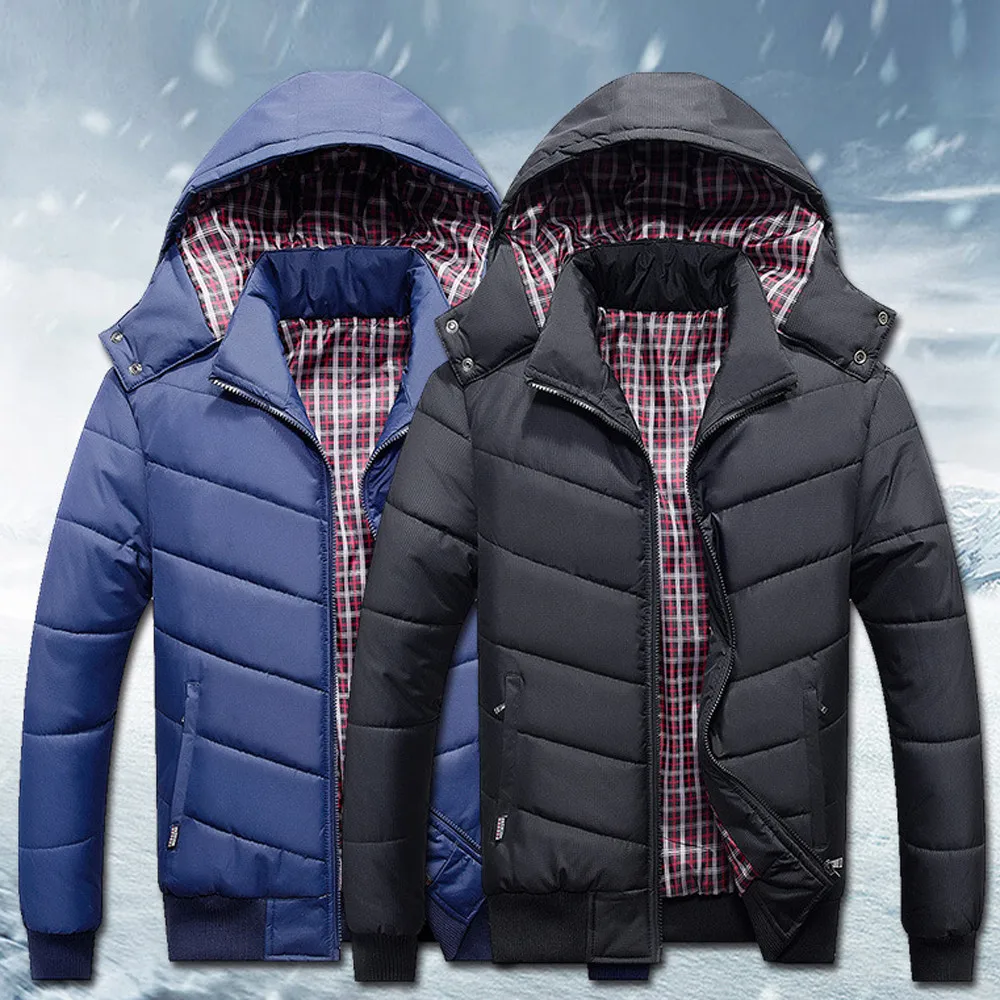 Men Boys Casual Warm Hooded Winter Zipper Coat Outwear Jacket Top Blouse | Мужская одежда