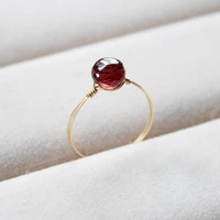 handmade natural garnet rings charms jewelry gold filled ring birthday gift anillos mujer bague femme rings for women