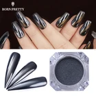 Черная зеркальная блестящая пудра для ногтей, 1 г ПИГМЕНТ металлического цвета, сверкающий блестящий хром, пылезащитные пайетки, украшения для дизайна ногтей