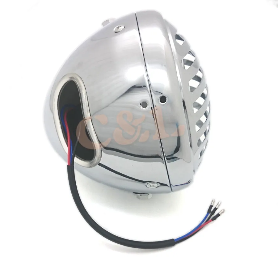 Хромированная 7 дюймовая цилиндрическая фара с заборной решеткой для Harley Chopper Bobber