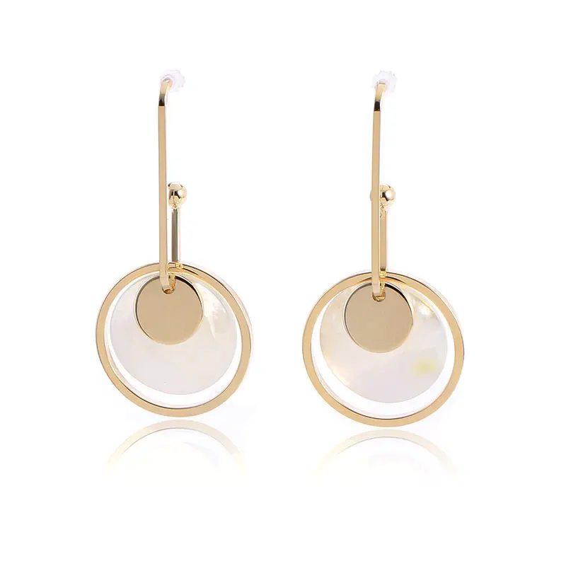 Коми 2 цвета круглый натуральный корпус Висячие серьги для женщин золотой цвет