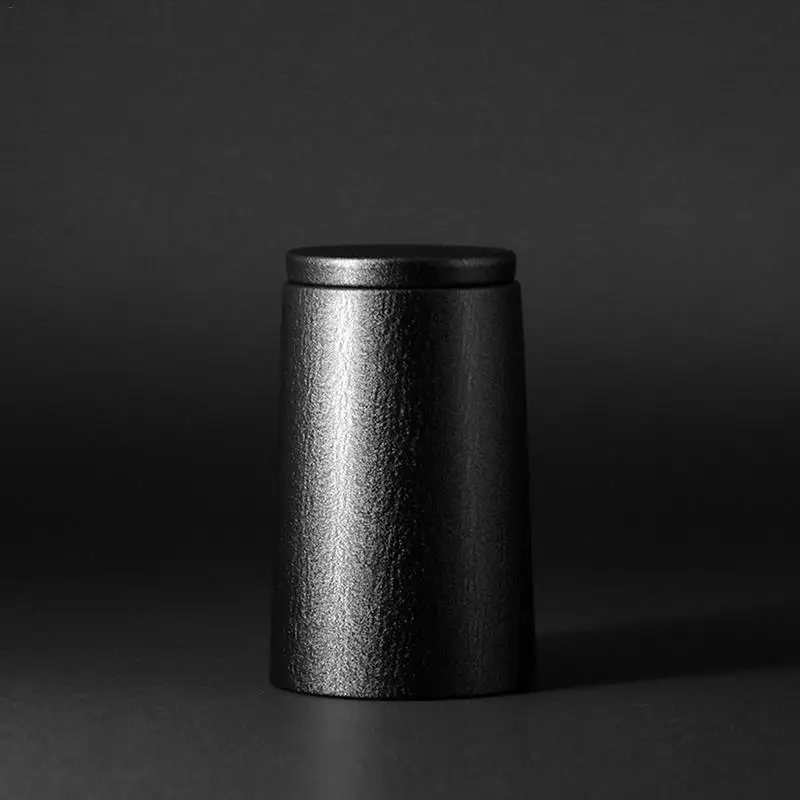Black Жестяная Банка для чая, металлическая герметичная банка для чая, кофейных зерен, жестяная коробка для хранения, кухонная пустая однотонная бутылка, органайзер для дома, принадлежности - Цвет: Black