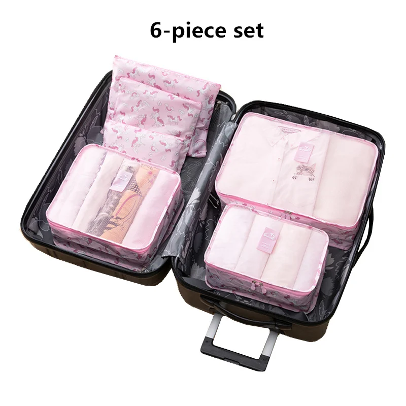 Horse 6-piece Set Женская косметичка чехол для костюма Органайзер наборы нижнего белья одежда шкаф коробка для хранения в шкафу чехол для багажа аксессуары для путешествий сумка - Цвет: Horse 6-piece Set