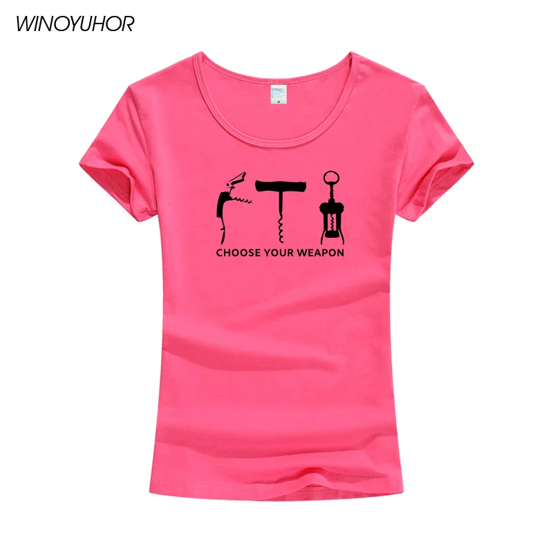 Choose Your Weapon Funny Design T-Shirt Women Summer Fashion Short Sleeve T Shirt Drinking Wine Lover Tee Tops For Lady | Женская одежда