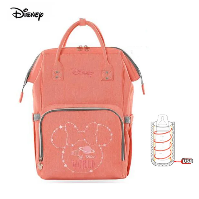 M13 42x26x21cm Дисней мультфильм Микки Маус Минни USB Подогрев водонепроницаемый подгузник сумка ребенок мумия рюкзак для мамы дорожная сумка большой емкости - Цвет: M13 42x26x21cm