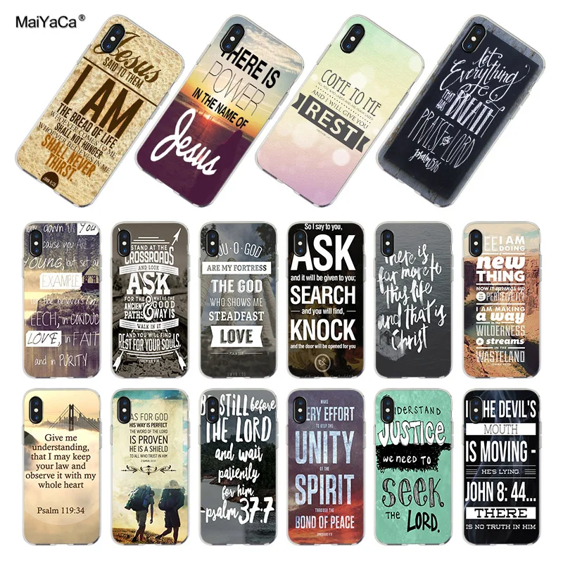 Мягкий прозрачный чехол для телефона MaiYaCa Christian Jesus Bible Verse из ТПУ iPhone X XS MAX XR 5s 6 6s plus