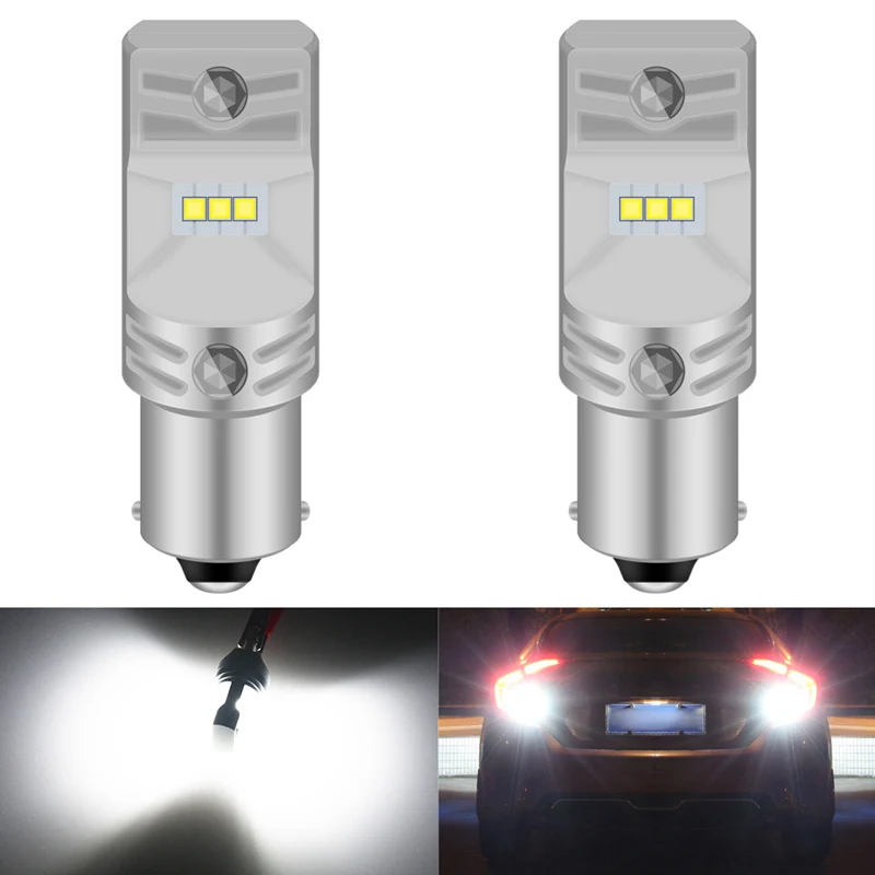 Katur 2 шт. Автомобильные светодиодные лампы P21W 1156 ba15s PY21W 1156 BAU15S 1157 BA15D BAY15D T20 7443 T25 3157 сигнал поворота, стоп-сигналы 1600Lm - Испускаемый цвет: 1156 ba15s P21W