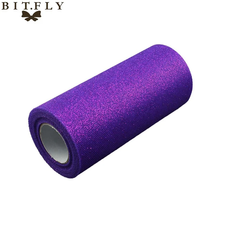 Dark Purple Блестящие тюлевые рулоны " x 25 ярдов, вечерние принадлежности с блестками, Свадебный декор,, 15 цветов, бренд BITFLY DIY Suppli - Цвет: Dark Purple