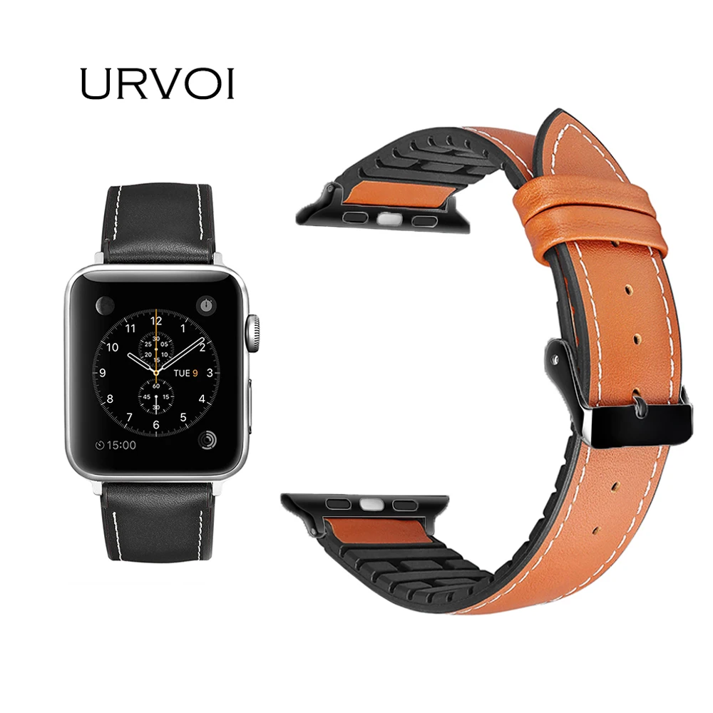 URVOI ремешок для apple watch series1 2 3 кожаный наручных часов iwatch ремень из