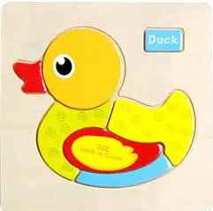 duck Монтессори метод животных деревянные головоломки мультфильм Tangram животные детские игрушки ребенок раннего образования игрушки головоломки доска - Цвет: duck
