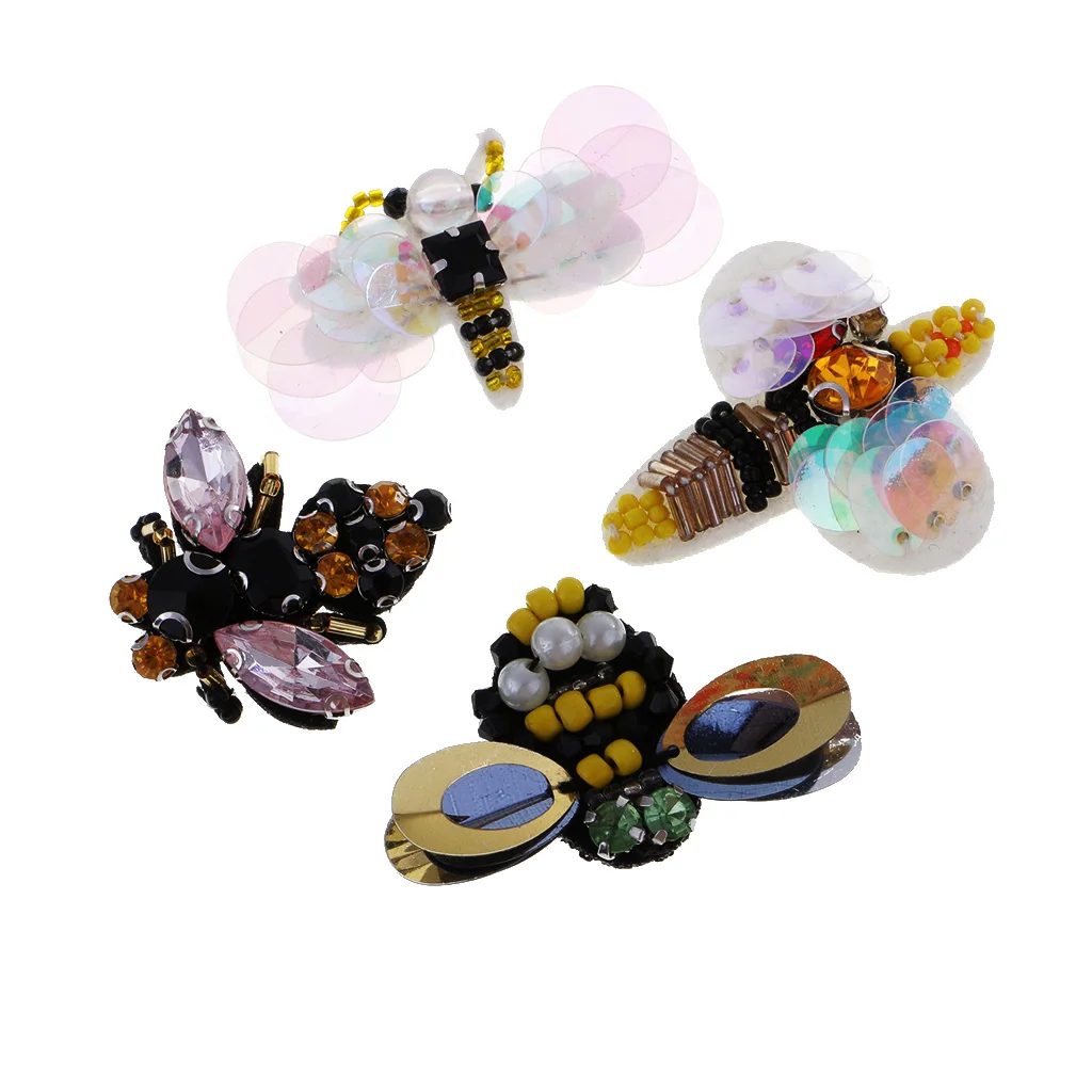 4 шт. вышитые блестки в виде пчелы и стрекозы | Дом сад