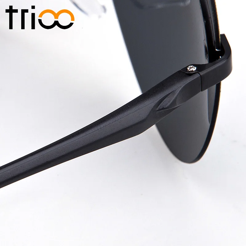 TRIOO Polaroid Óculos солнцезащитные очки без оправы Для мужчин прохладный площади оттенки поляризованные UV400 стеклами мужские солнцезащитные очки вождение