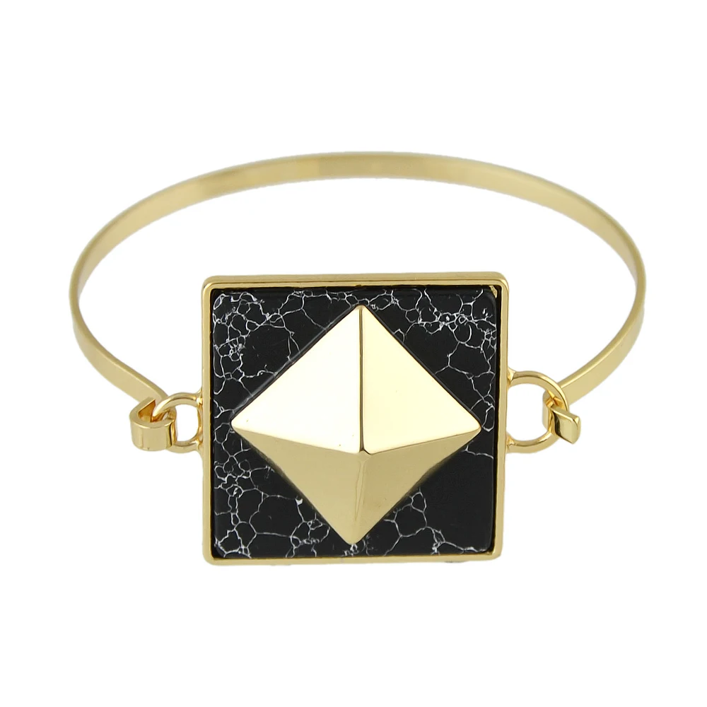 Boho Стиль ювелирных белый черный Мрамор браслет геометрический квадратный Форма