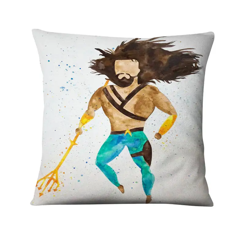 Тонкая льняная наволочка с мультипликационным рисунком Aquaman декоративные