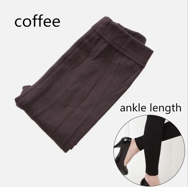coffee ankle length Aprmhisy Горячая Новая мода осень зима женские теплые леггинсы Твердые эластичные тянущиеся мягкие бархатные брюки - Цвет: coffee ankle length
