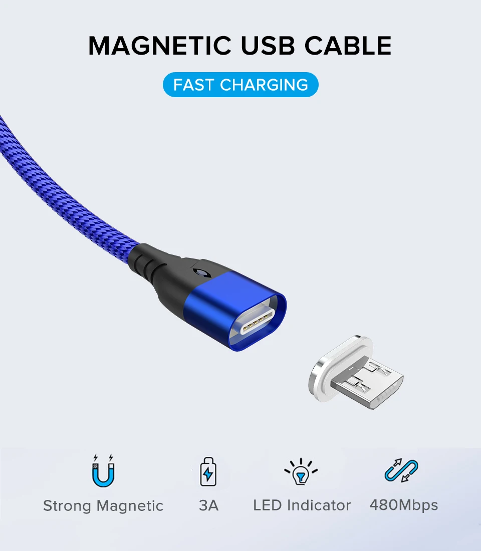 1 м Магнитный Micro USB кабель для быстрой зарядки и синхронизации данных провод MicroUSB Android телефон 3A провод для быстрой зарядки для htc Mi samsung Note 4