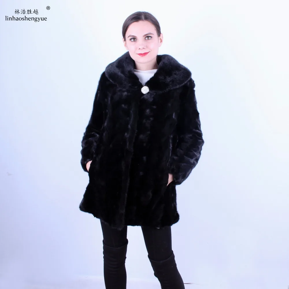 

Linhaoshengyue Fashion Women Mink Fur Coat