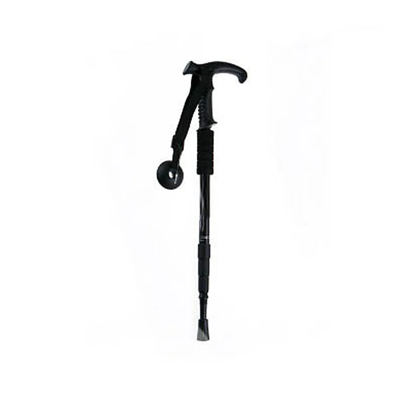 T-handle Black Резина для трекинговые палки для пешего туризма трости для ходьбы авиации Сверхлегкий алюминиевый сплав складной альпеншток Регулируемый 4-х секционные палки - Цвет: T-handle Black