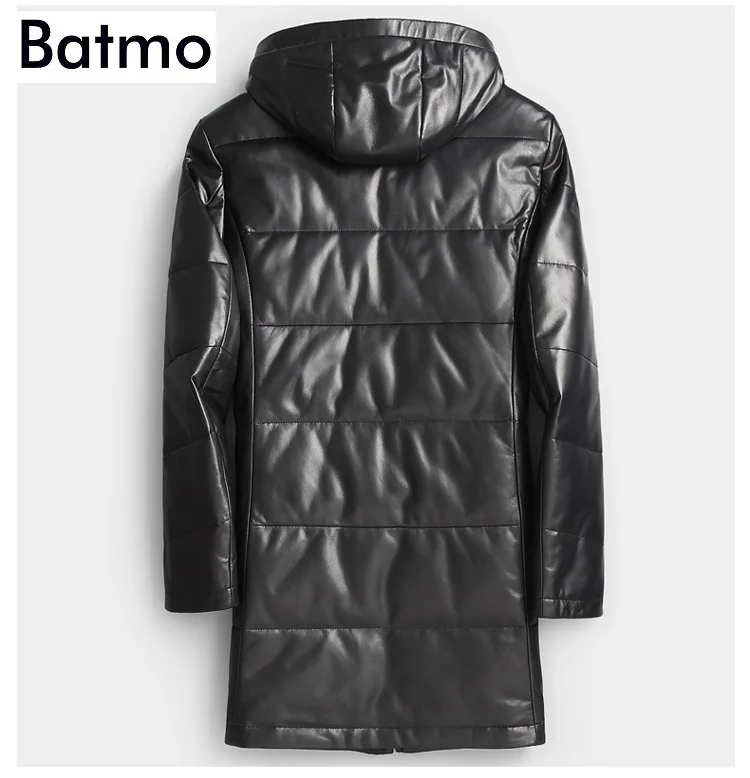 BATMO, Новое поступление, зимняя высококачественная мужская куртка из овчины с капюшоном на белом утином пуху, мужское теплое пальто из натуральной кожи, 99015