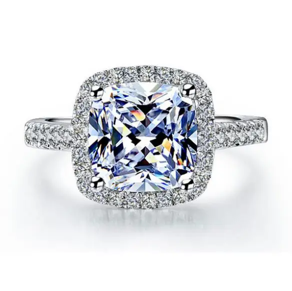 

925 Sterling Silver Wedding Engagement Rings Big Promotion Luxury Geniune Super Shiny Cubic Zirconia Jewelry For Bridal