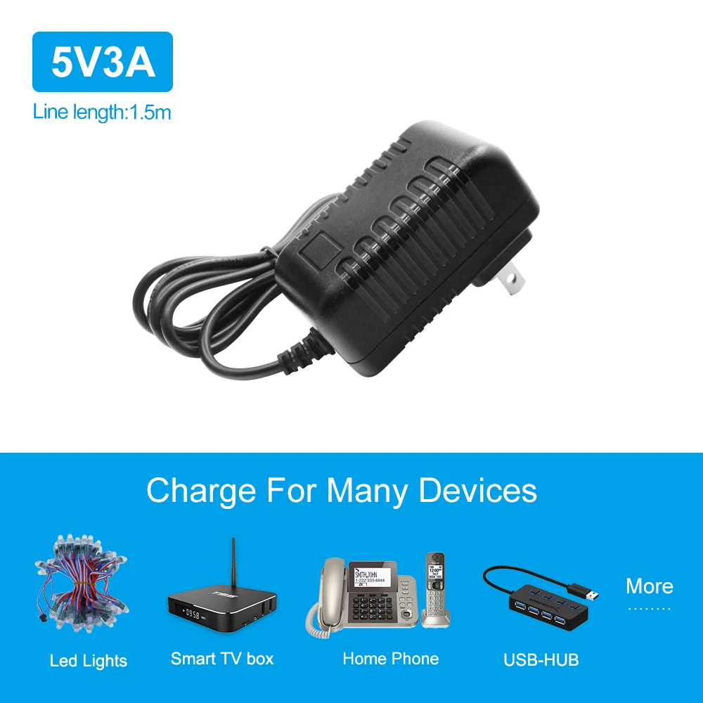 BERLS Universal AC to DC Regulated Transformer Power Adapter Supply Cord Plug Charger 5V 3A(3000mA) 5 different connectors | Обустройство