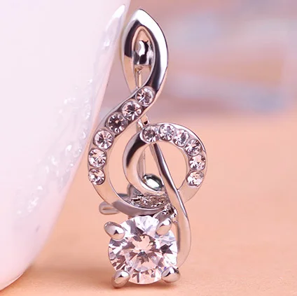 Funmor Cute Small CZ Zircon Music Note Brooch Corsage Coroa Poster Broches Wedding Collar Hijab Pin Up Clip Scarf Bijoux | Украшения и