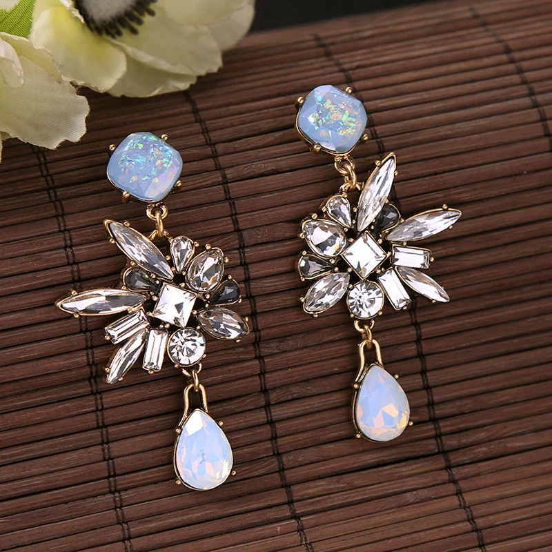 Уникальный Дизайн белый кристалл падение Для женщин Серьги Роскошные