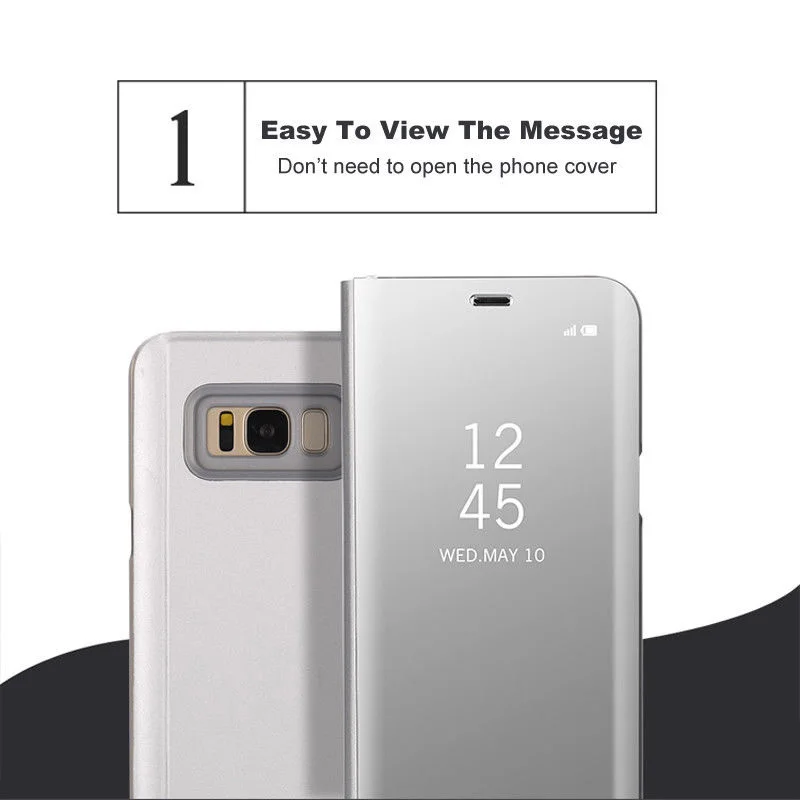 Чехол для Samsung Galaxy S8 S9 Note 8 прозрачный зеркальный умный кожаный флип-чехол с