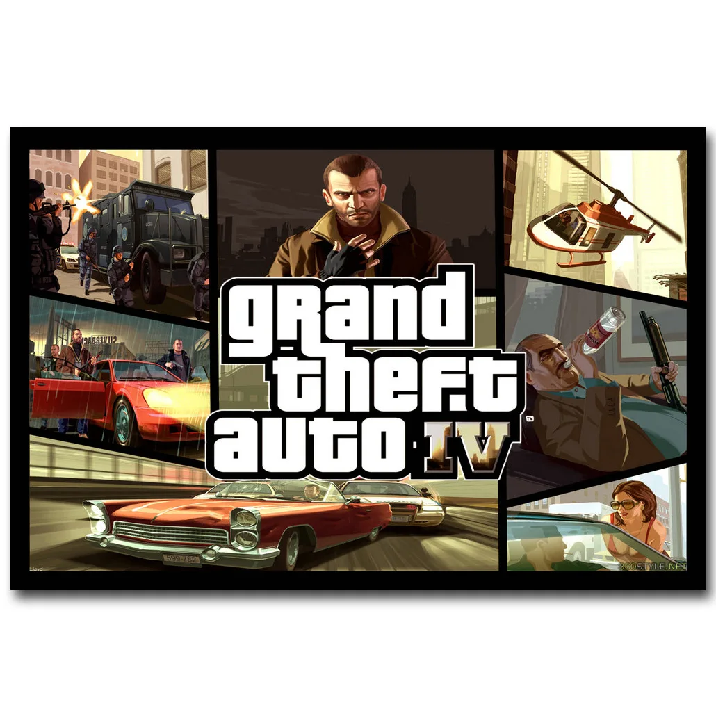 Картина из шелковой ткани Grand Theft Auto V Art постер с принтом 13x20 32x48 дюймов популярная