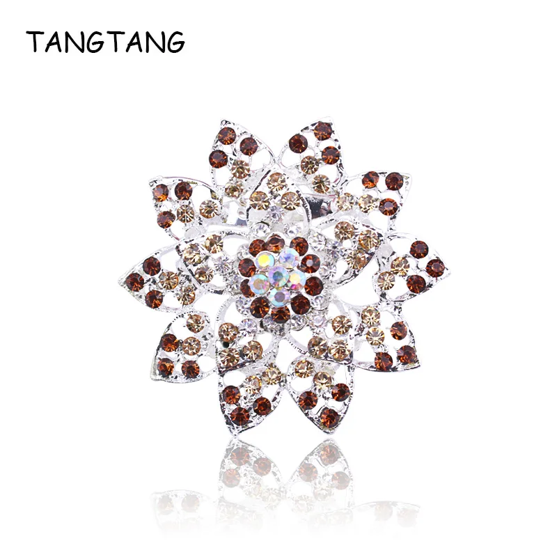 Ретро Кристалл цветок броши для женщин Романтическая свадьба подружка невесты