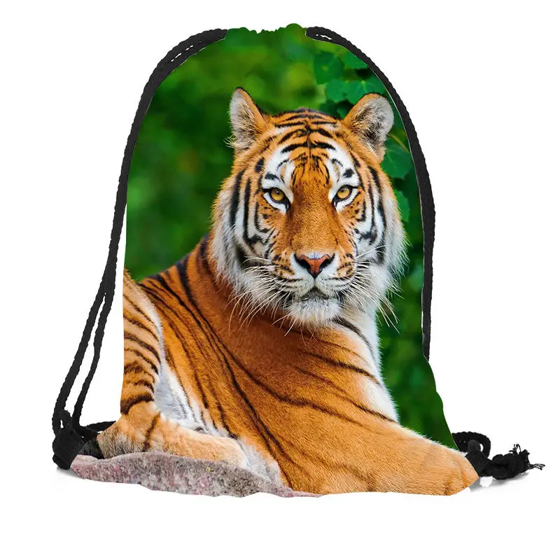 Индивидуальный рюкзак на шнурке с тигром шелковая мягкая сумка большая