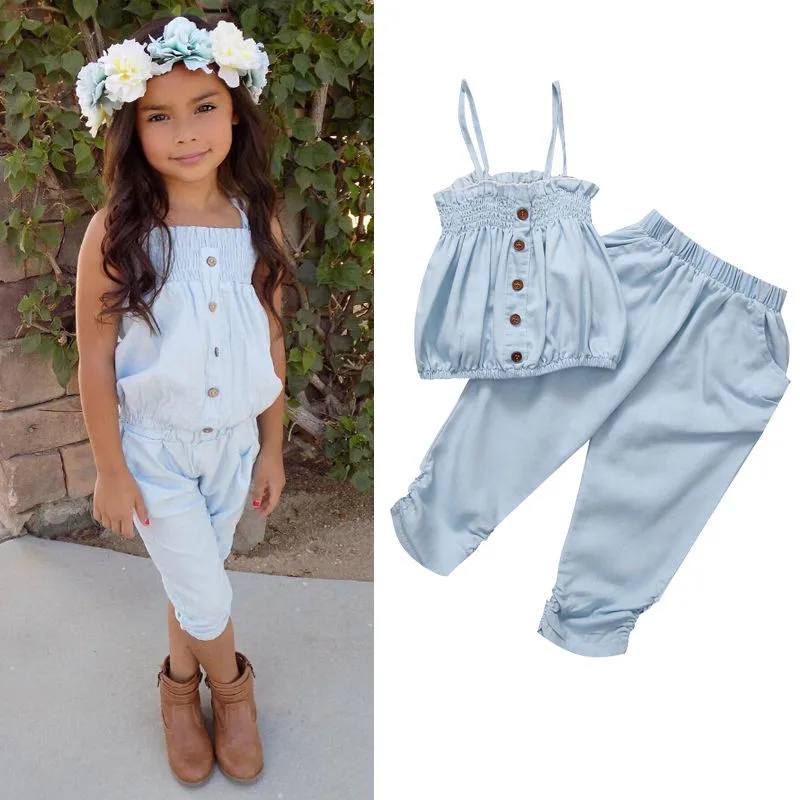 Комбинезон для новорожденных девочек рубашка без рукавов + штаны летний комплект