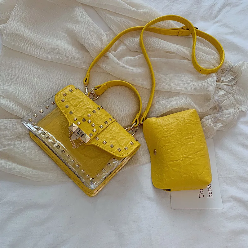 Женская летняя новая сумочка и кошелек с заклепками на ремне известная брендовая