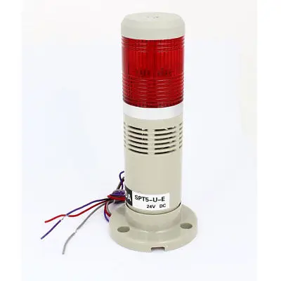 

Red Industrial Signal Tower Stack Indicator Light Bulb Buzzer 90dB DC 24V