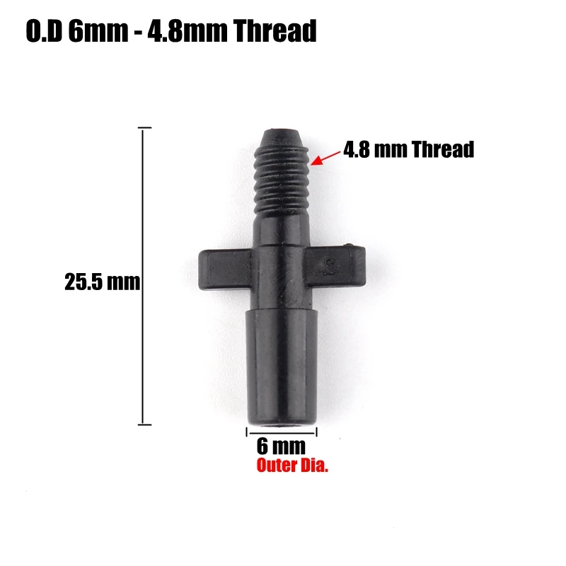 O.D6mm-4.8mm Thread 50 шт, 14 вариантов 4/7 мм соединители для садовых шлангов микро капельного орошения водой соединения для трубок трехходовая труба приспособления для резки затычка для шланга Соединительные элементы для воды - Цвет: O.D6mm-4.8mm Thread