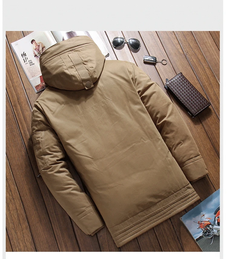 Зимнее мужское пуховое пальто обычной длины с капюшоном, теплые парки, повседневные куртки для мужчин, хаки, армейский зеленый, оранжевый, размера плюс 3xl