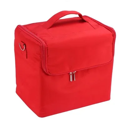 Red Складная косметическая сумка для маникюра, Женский дорожный органайзер для макияжа, большая вместительность, многослойная доска с хлопотами, косметички, чехол, косметичка - Цвет: Red