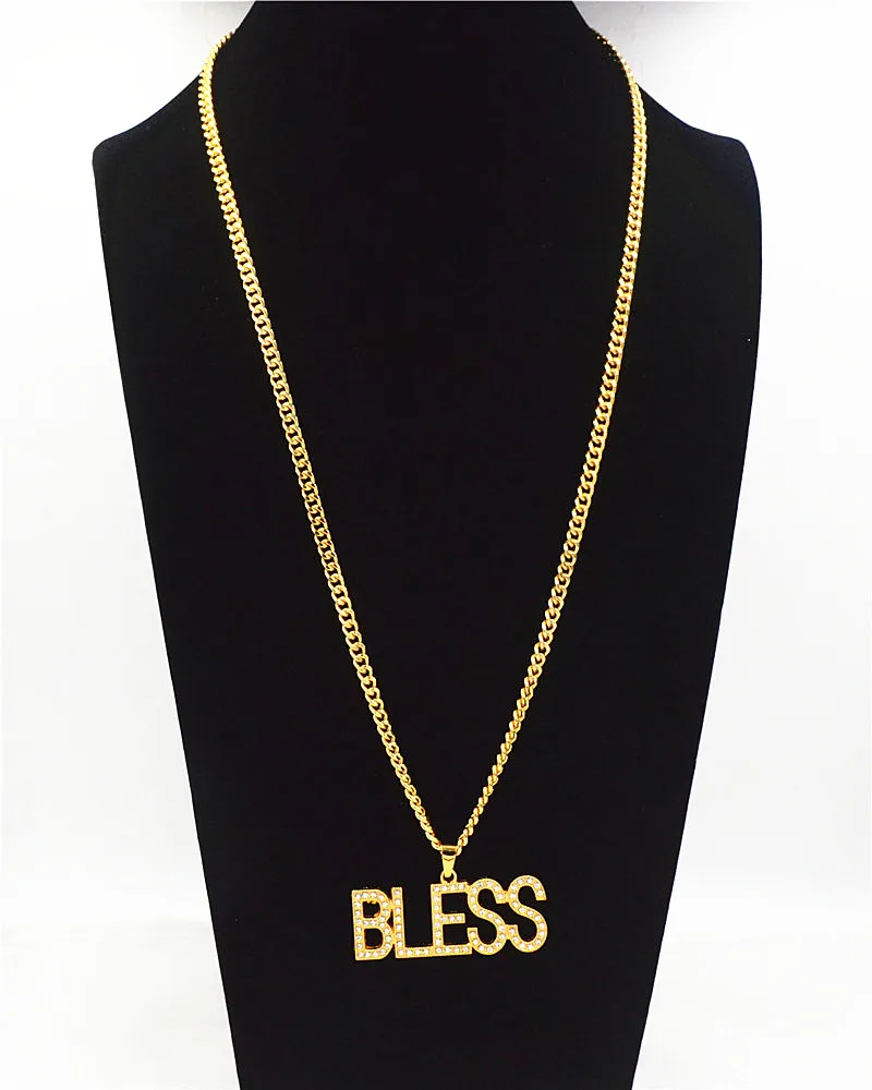 Uodesign хрустальные подвески с надписью JESUS BLESS золотые украшения подарки для мужчин