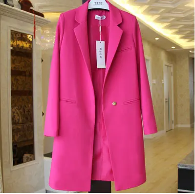 Длинные блейзеры и куртки для женщин офисный костюм с отложным воротником