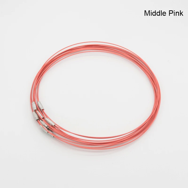 Middle Pink 10 шт./лот, 1 мм, стальной провод, шнур, веревка, цепочка, колье, ожерелье, ювелирные изделия, сделай сам, шнуры, фурнитура 1", смешанные цвета - Цвет: Middle Pink