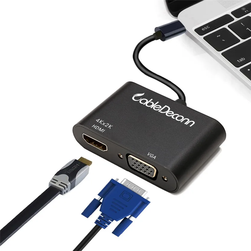 USB Type C к HDMI VGA адаптер 1080P видео кабель конвертер Поддержка одновременно для