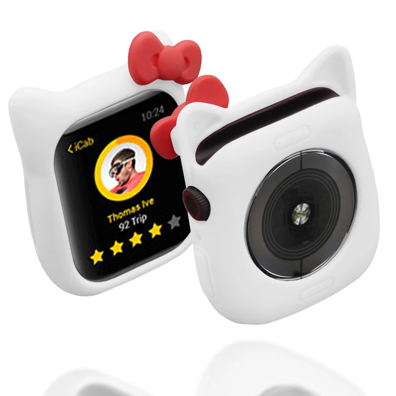 Милый силиконовый чехол для часов Apple Watch 4, 3, 2, 1, защитный чехол из ТПУ для iwatch 44 мм, 40 мм, 38 мм, 42 мм, бампер, аксессуары