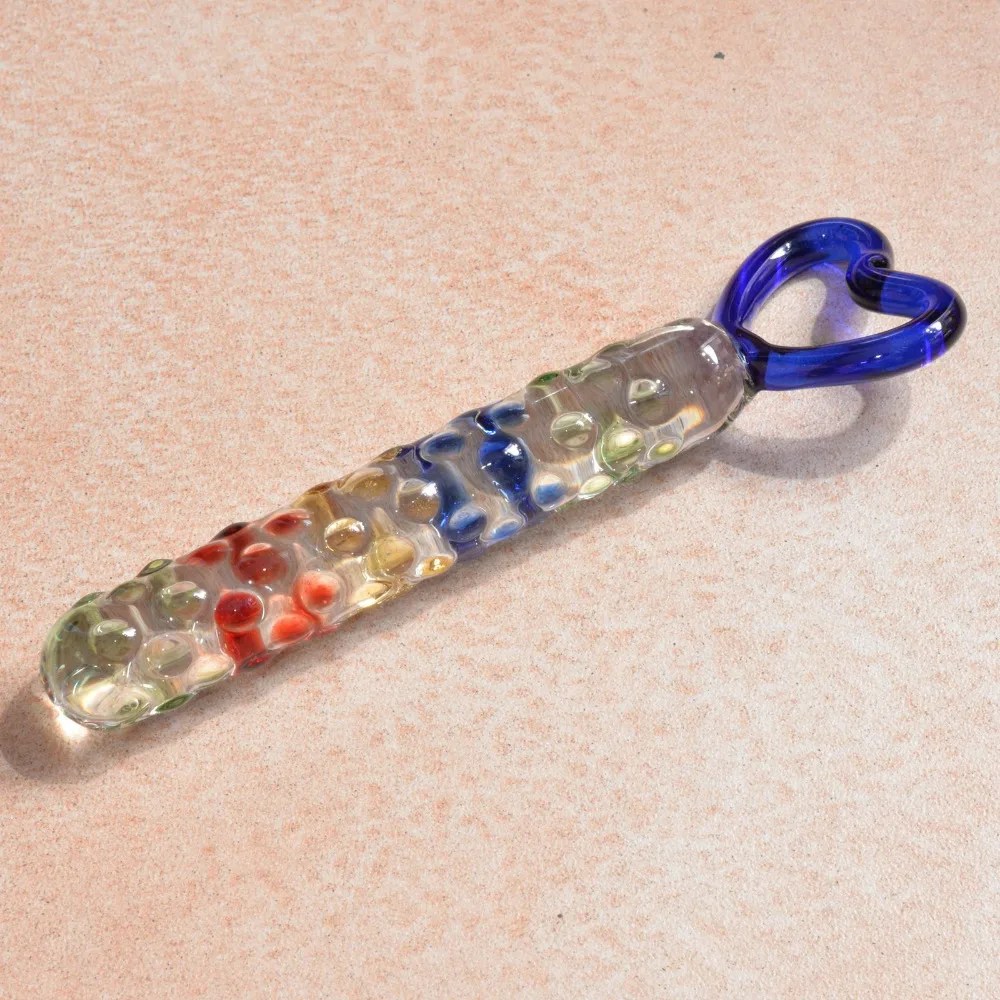 YEMA 7 87 дюймов красочные сердце стеклянные фаллоимитаторы для женщин мастурбатор