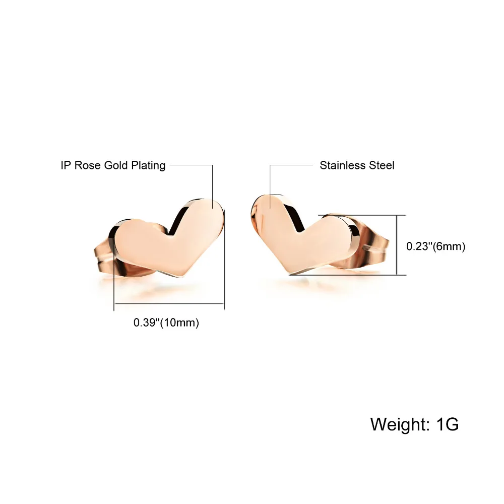 Женские серьги гвоздики из нержавеющей стали цвета розового золота|stud earrings|women stud