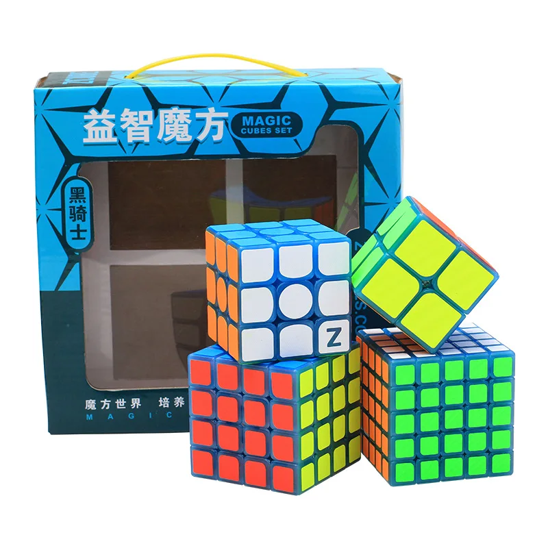 Qiyi воин W 2x2/oneplus 3/OnePlus x 3 4x4 5x5, волшебный куб, набор Скорость куб головоломка цветной нео куб 4 шт./компл. развивающая игрушка с подарочной коробкой