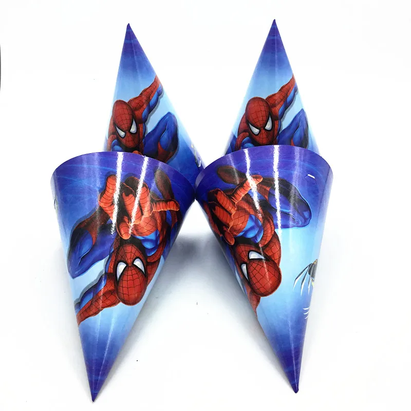 6 шт./лот Человек-паук Бумажные шляпы для детей на день рождения вечерние поставки