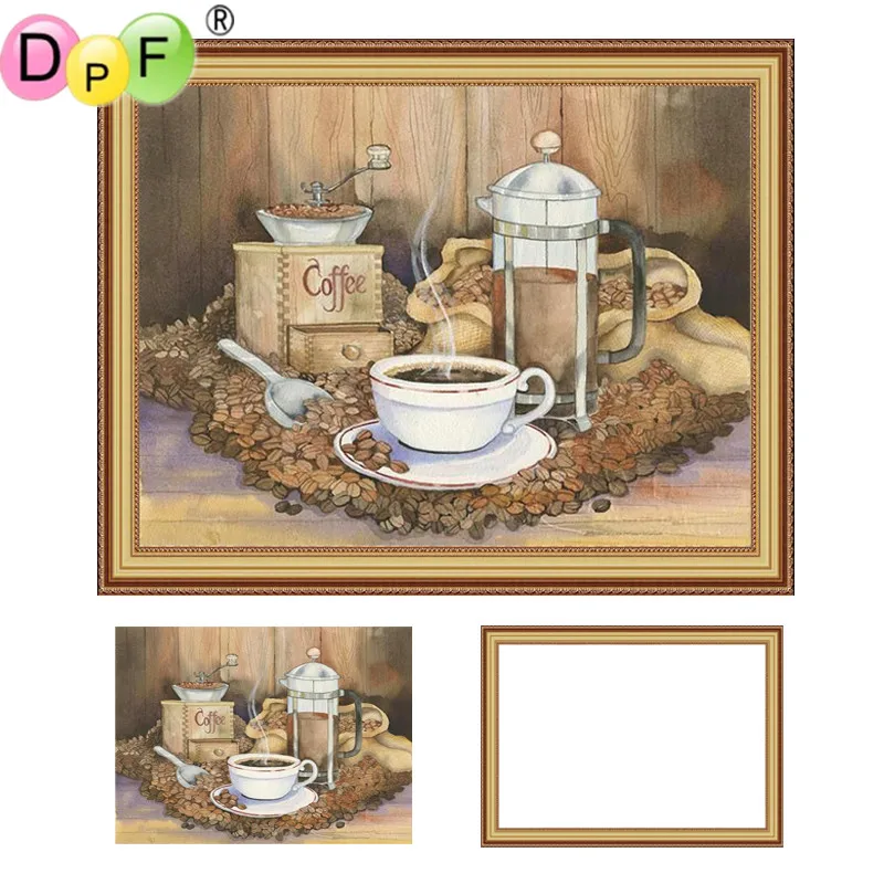 DPF Рамка diy алмазная живопись кофе Алмазная вышивка мозаика Полный Круглый горный хрусталь ремесло настенная живопись уникальный подарок
