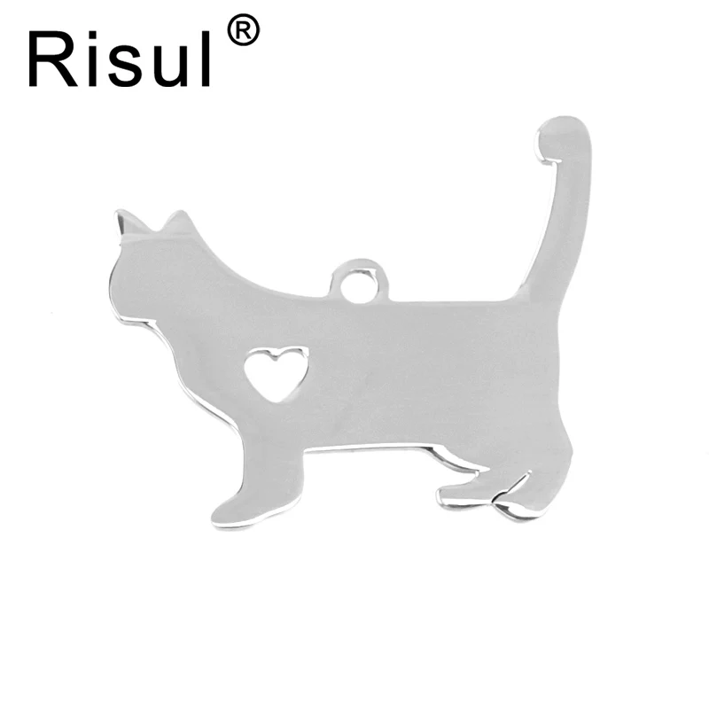 Risul I love my cat кошка с длинным хвостом кулон из нержавеющей стали сердцем щенок ID